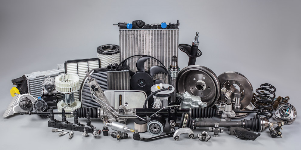 Auto parts demonstrating components replaced during auto repair