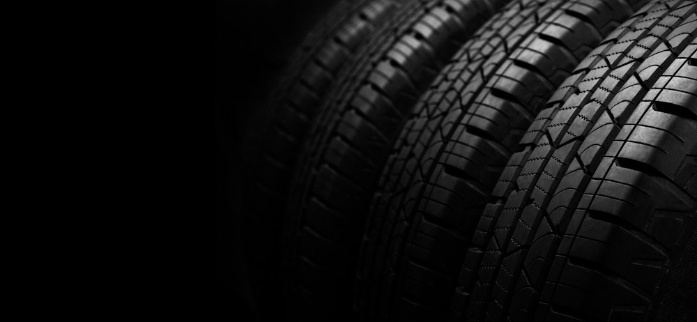 studio shot of car tires