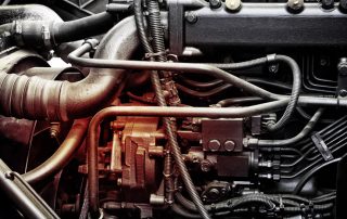 A classic fragment of diesel car engine or truck engine
