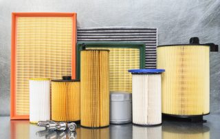 various car filters replaced during auto repair maintenance check