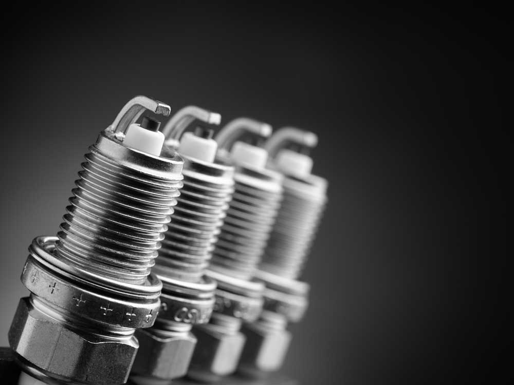 close up image of spark plugs. car repair concept.