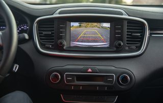 View of car backup camera console