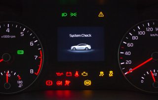 Dashboard lights on vehicle.