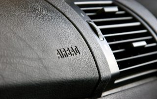 Close-up of passenger airbag.