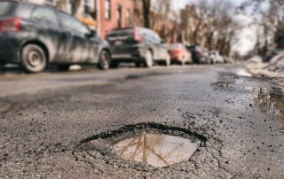 pothole in city road