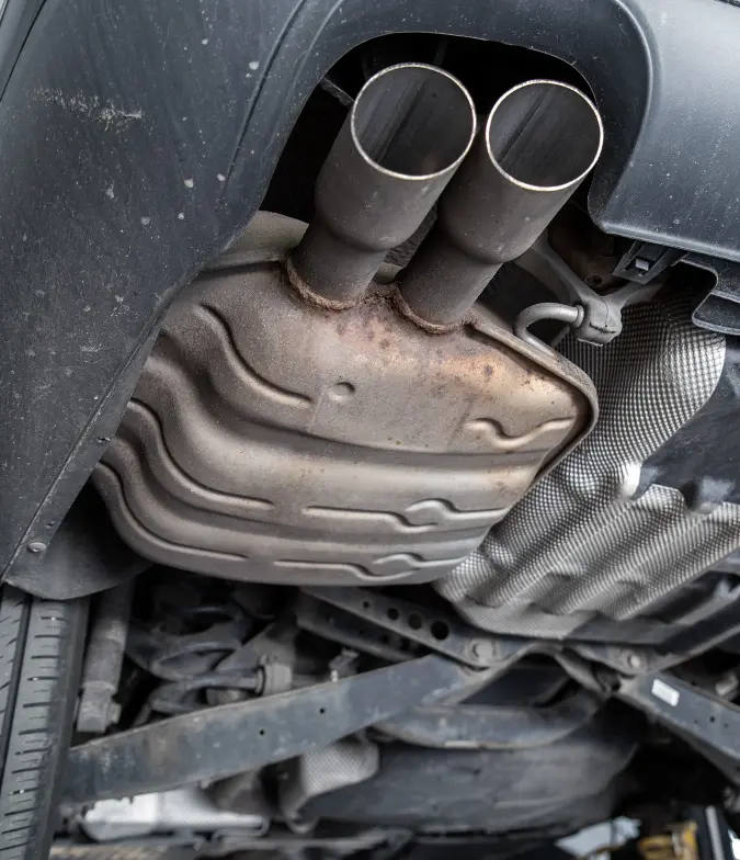 Under carriage view of a muffler