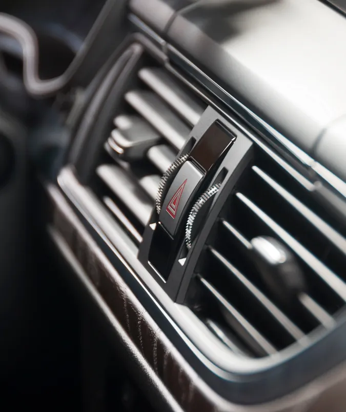 Close up image of vents in a car
