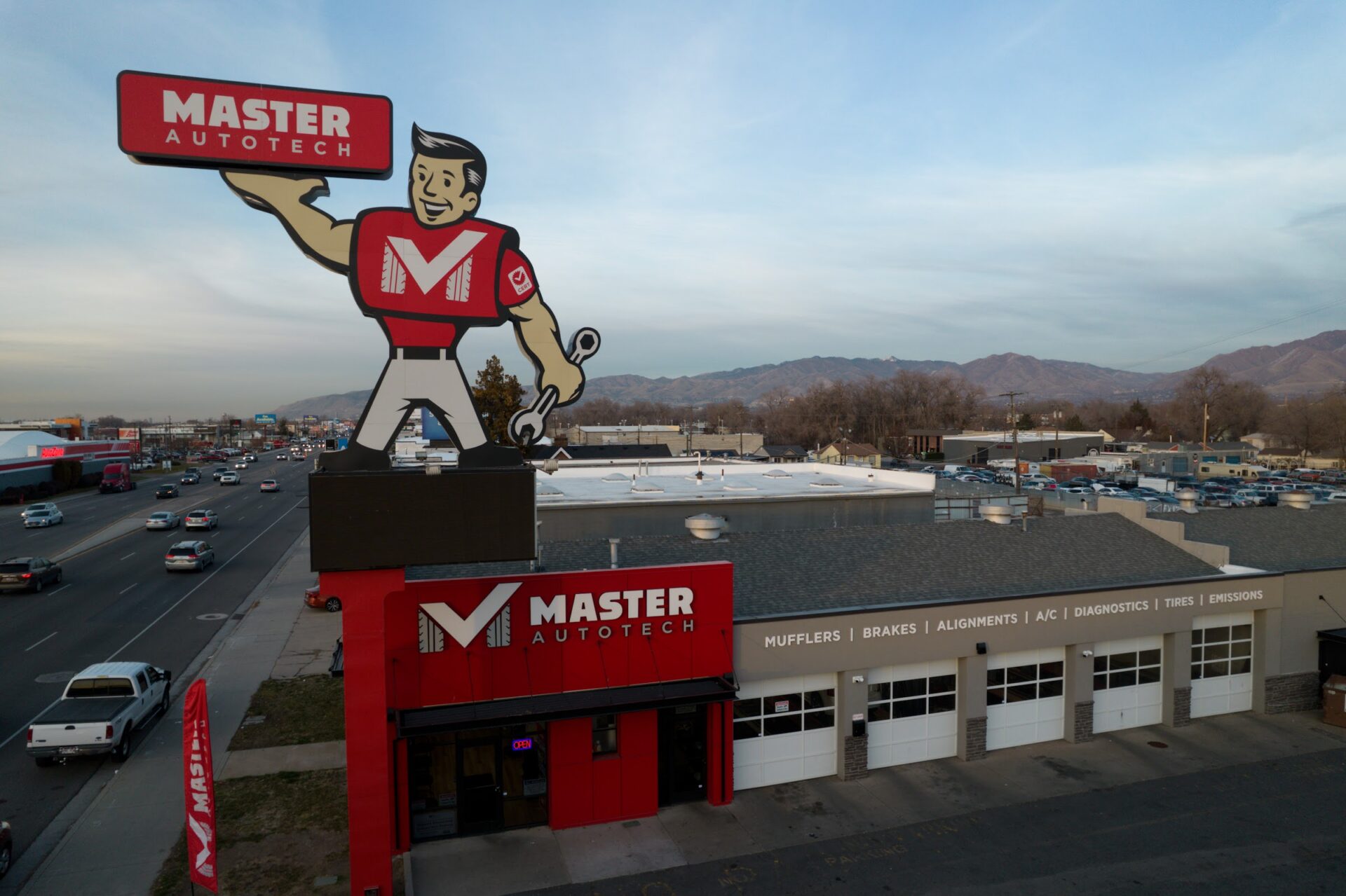 Master AutoTech South Salt Lake storefront and sign at 3865 State St, Salt Lake City, UT 84115